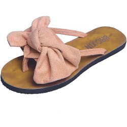 Flip Flops för kvinnor Beach Summer Fashion Bow Flat Sandaler Pink 38