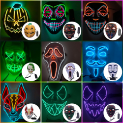 Halloween Cosplay Mask Led Light Up Cosplay Mask pink style 2