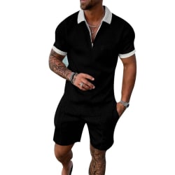 Kortärmad skjorta och shorts för män black M
