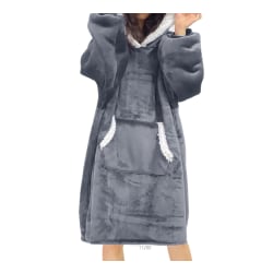 Oversized hoodie filt, bärbar filt hoodie grey