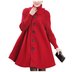Kvinnors medellång lång jacka med hög hals red XL