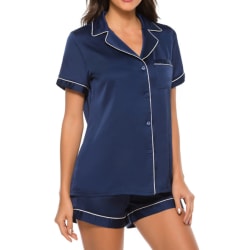 Dampyjamas i sidensatin navy blue XL
