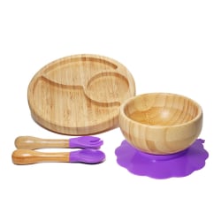 Bambu baby skål och sked set purple