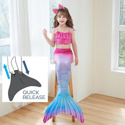 Mermaid Tails för simning för flickor Monofin sjöjungfrubaddräkt pink and blue S