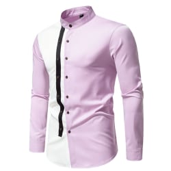 Färgblockerande skjorta för män Casual skjorta i plusstorlek Purple L