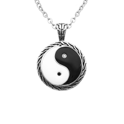 Ying Yang hänge halsband svart vit rostfritt stål