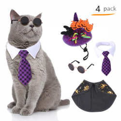 Pet Hund Katt Halloween Kostym Set Justerbar Halloween Wizard Pum