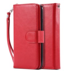 Praktiskt 9-korts Plånboksfodral för iPhone 7 -RÖD- Röd