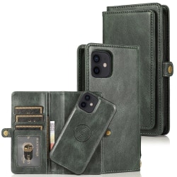 iPhone 12 Mini - Praktiskt Robust 2-1 Plånboksfodral Mörkgrön