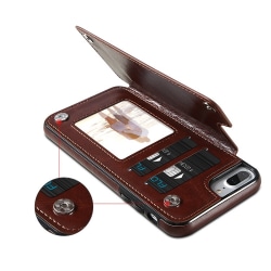iPhone 8 Plus - Smart Läderskal med Plånbok/Kortfack NKOBEE Roséguld