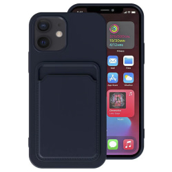 iPhone 12 Mini - Skyddande Stilrent Skal med Korth�llare Mörkblå
