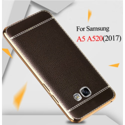 Galaxy A5 (2017) Exklusivt silikonskal med läder Ljusbrun