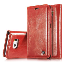 Elegant Fodral med Korthållare för Samsung Galaxy S6 Edge Röd
