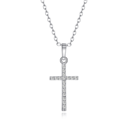 Exklusivt Bekvämt Hög Kvalitet Kors Halsband Diamant Silver DIAMANT