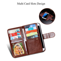 Elegant Plånboksfodral med 9 kort för Samsung Galaxy S7- ROYBEN Brun