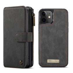 CASEME iPhone 12 Mini Retro läder plånboksfodral - Svart Svart