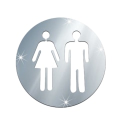 Klistermärke Dekal Toa Toalett Brådskande Man och Kvinna Silver Silver