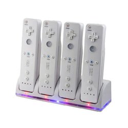 Wii Laddningsställ Bluelight Laddningsstation för 4 kontroller - Vit