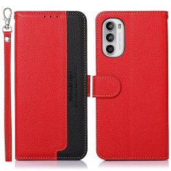 KHAZNEH Motorola Moto G52 Plånboksfodral - Röd/Svart Röd