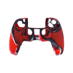 Playstation 5 / PS5 Silikon Skin skal - Camouflage Red/Black multifärg