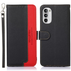 KHAZNEH Motorola Moto G52 Plånboksfodral - Svart/Röd Svart