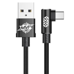 BASEUS 2 Meter USB-C kabel Nylon Vinklad - Svart Svart