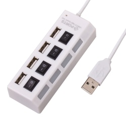 4 Ports USB Hubb 2.0 High Speed Hub On/Off Switch med LED Lampa