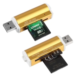 Minneskortläsare Micro SD MMC SDHC TF M2 Guld