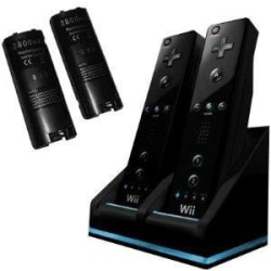 Wii Laddningsställ Bluelight Laddningsstation Svart