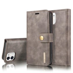 DG.MING iPhone 12 Mini Split Läder Plånboksfodral - Grå grå