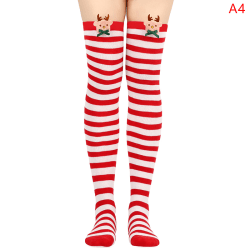 1 par julestrømper jenter over kne lange stripete sokker A4