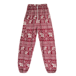 Elephant Design Loose Fit Harem Bukser Hippie Workout Party Beac Red