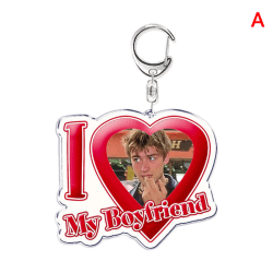 Jag älskar min pojkvän flickvän hjärta Akryl nyckelring hänge A