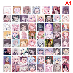 60 st Anime tvådimensionella och kvinnliga avatarklistermärken Girl Cartto A