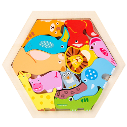 Montessori trælegetøj 3D Animal puslespil matematik legetøj A1