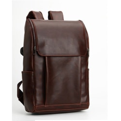 Laptop ryggsäck Brun resväska PU läder skolväska för man Brown