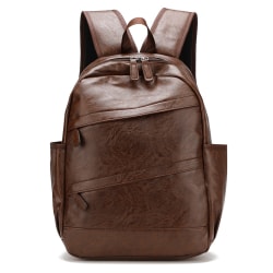 Laptop-ryggsäck Brun axelväska PU-läderväska för man Brown