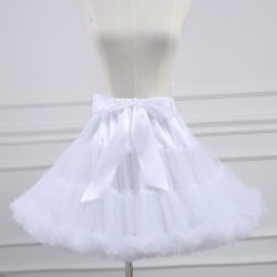 Women Petticoat Lolita Tutu Skirt Underskirt Short Crinoline Co White one size