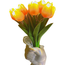 10 ST Tulpaner konstgjorda blommor med LED-ljus, Real Touch falsk bukett blomsterarrangemang, blomsterlampa för bordsdekoration