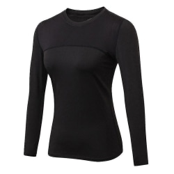 Damöverdelar Långärmade Gym Casual Yoga Sport T-shirts Black XL