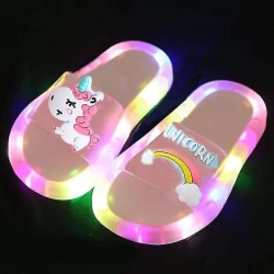 Kid's Unicorn Tofflor Luminous Super Cute Tofflor Glow In The Dark Sommarsko Pink Pony 28-29
