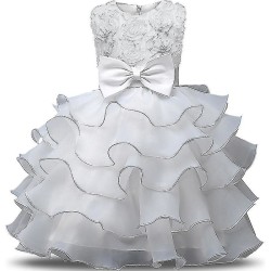 Rea Pris Baby Bebistjejkjol För flickor Kläder Fest Prinsessklänning för barn 0-10 år White 140cm