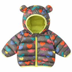 Vinterkläder för barn Vindtäta lätta snörockar Ytterkläder för vintern Casual Daily Grey Heart 90cm