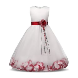 Blomstertjej Baby bröllopsklänning Fairy Petals Barnkläder Flicka Festklänning Barnkläder Fancy tonårsflicka Klänning 4 6 8 10t Red 10