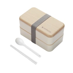 Lunchlåda Bento Box Snack Divider Lunchlåda med sked (vit)