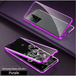 Dubbelsidigt glas magnetisk metall för Samsung Note 10 lila