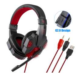 Professionell Gamer Headset för Dator och PS4 röd