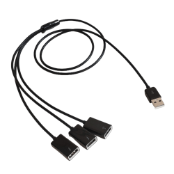Bärbar 3 i 1 USB -delare med flera USB portar USB förlängningskabel 1m/3.3ft Black