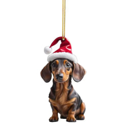 Jul tecknad Söt hund prydnadsföremål Tax Hund Hängande dekoration Xmas Tree Hänge Hem Festtillbehör Bildekoration Presenter D-1 Christmas