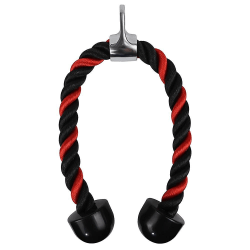 Tricep-repkabel, enkelgrepp och tricepsrep för tillbehör till träningsmaskiner med karbinhake Black Red Double-ended rope 70cm